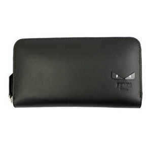 FENDI Wallet Black Zip Long Bugs Micro Leather Collection